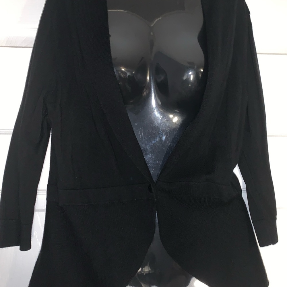 White Mark Black Open-Front Sweater